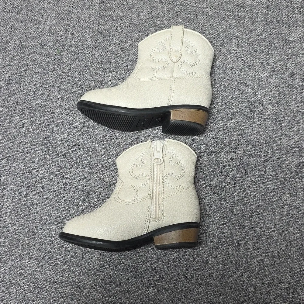 Cat And Jack Ankle Boots Girls Western Size 5 White/Ivory